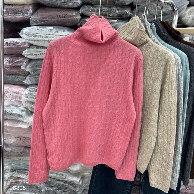 Golden wool turtleneck hemp pattern sweater free stack collar pullover versatile slimming warm sweater base layer