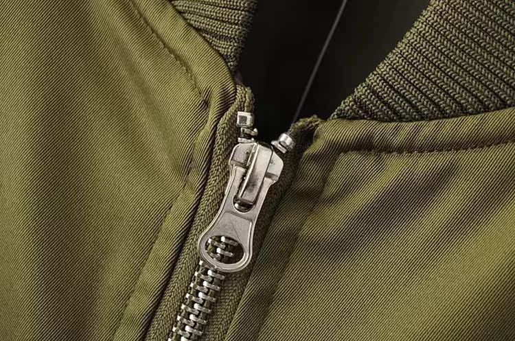 Đàn ông và phụ nữ phong cách châu Âu và Mỹ đôi áo khoác cotton màu rắn đồng phục bóng chày hoang dã MA1 thí điểm đứng cổ áo khoác dây kéo áo khoác áo khoác nỉ nam