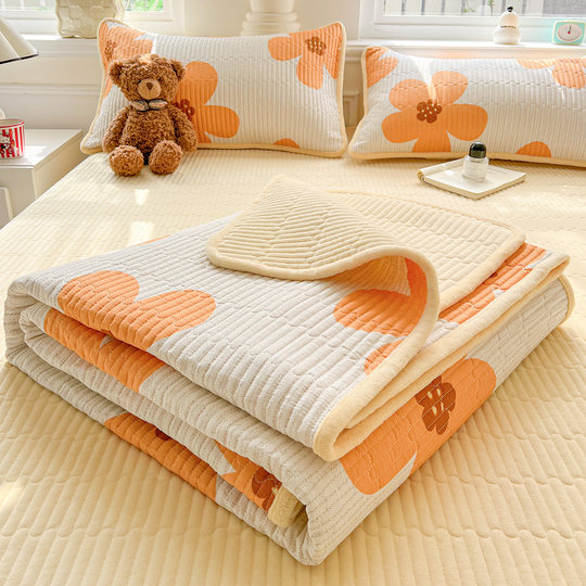 2025新款牛奶绒床盖一面全棉一面绒榻榻米床单三件套纯棉单人学生