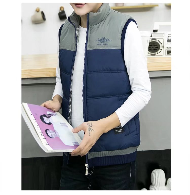 Mùa thu và mùa đông nam áo khoác xuống áo vest nam sinh viên Hàn Quốc hoang dã vest vest không tay cotton vest vai triều