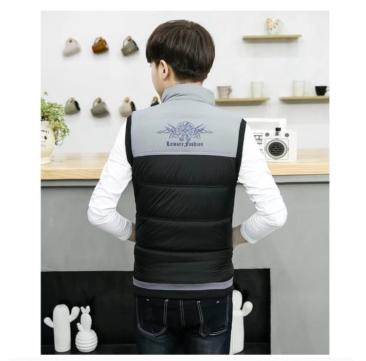 Mùa thu và mùa đông nam áo khoác xuống áo vest nam sinh viên Hàn Quốc hoang dã vest vest không tay cotton vest vai triều