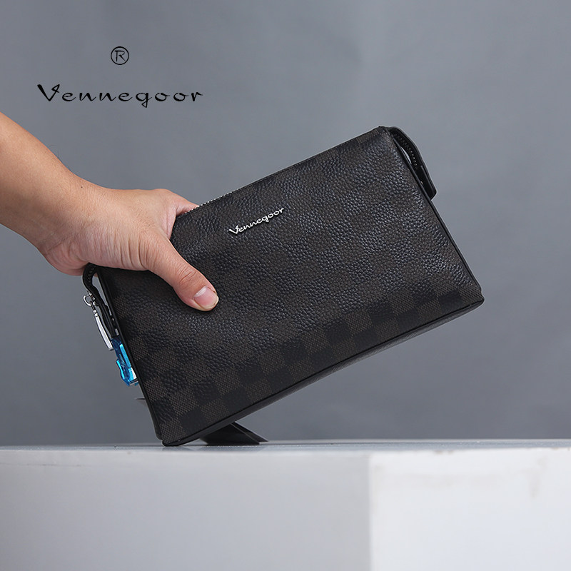 New Genuine Leather Handbag Men's Large Capacity Headlayer Bull Leather Hand Grab Bag Business Casual Soft Leather Hand Grip Bag Fashion Clip-Taobao