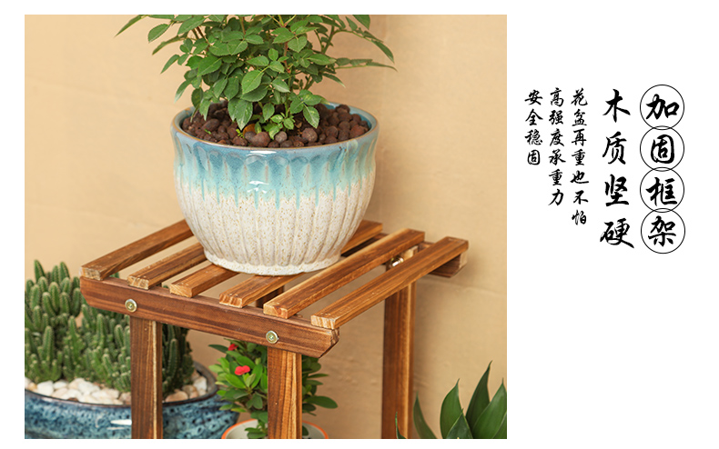 Kệ hoa gỗ đặc nhiều lớp trong nhà đặc biệt cung cấp không gian ngoài trời sàn hoa chậu giá sắt rèn ban công lưu trữ hoa đứng - Kệ kệ treo tường