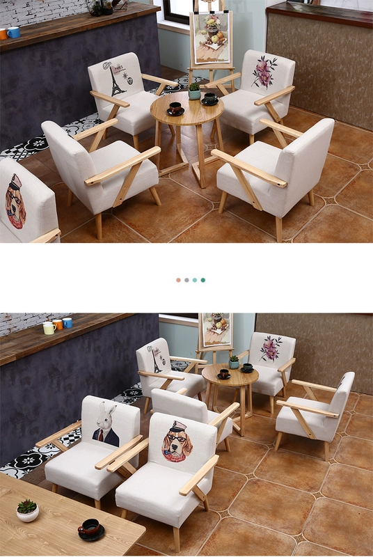 Ghế bành ghế gỗ rắn vải lười biếng căn hộ nhỏ ban công phòng ngủ kiểu Nhật thường Bắc Âu máy tính hiện đại nhỏ gọn - Ghế sô pha