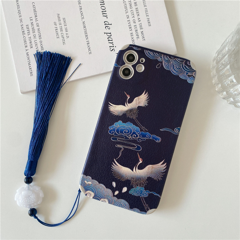 Chinese wind applies 11Pro Max Apple x mobile phone protection shell xr xs iphone13promax male and female section 8p all-bag anti-fall 12mini with flow Su