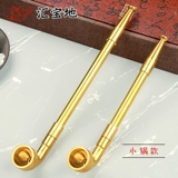 Традиционная сухой дымовой пакет горшок старой в стиле в стиле ручной работы горшок с сигаретом добавляет длинный дым, сражаясь со старыми пекинскими людьми.