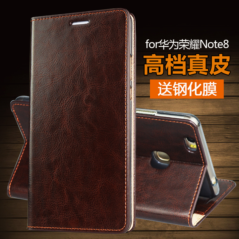 Suitable for Huawei Honor Note8 Phone Case, Honor Note10 Genuine Leather Soft Case, Full Coverage Anti-Drop Leather Protective Case, Edi-Al10 Flip Cover Business Leather Case for Men and Women, Honor with Stand Cover