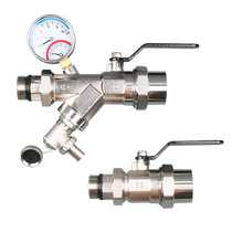 All copper floor heating filter ball valve set water distributor main valve 1 inch 32PPR25 pipe water inlet and return valve switch