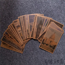 European and American architectural style cowhide postcard writing and mailing cover Xiamen postmark Friends message blessing card handwriting