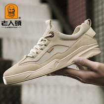 Old mans head shoes 2021 spring new trend sports casual board shoes genuine leather 100 lap breathable outdoor mesh shoes