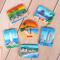 Hainan Sanya Refrigerator sticks to the island South Mountain Monastery Phoenix Island Lover Bridge Beach Coconut Palm Beach Umbrella Magnetic Sticker