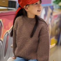 Children sweater female mink sweater Girls sweater Children sweater jacket 2018 autumn and winter new pure