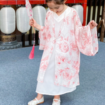 Childrens Hanfu Shawl Sunscreen Clothes Chinese Style Cloak Jacket Ethnic Style Set