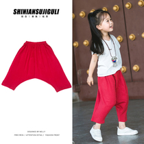 Childrens cotton and hemp shorts down pants Three-point pants bloomers big ass pants Loose Haroon pants mosquito-proof pants