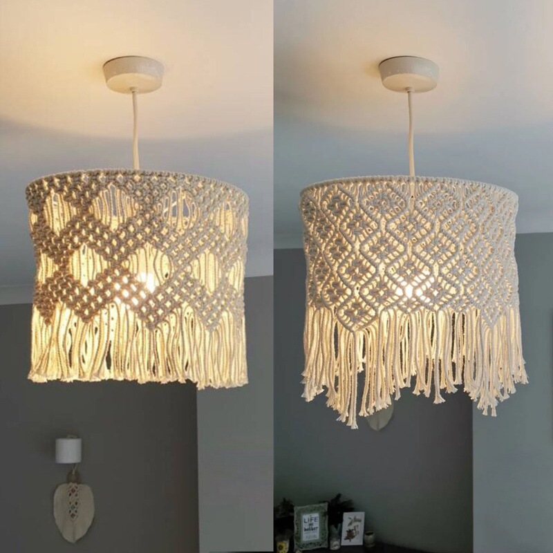 Scandinavian Woven Chandelier Handmade Cotton Rope Woven Lampshade Bohemian Bed and Breakfast Style Soft Decoration Atmosphere Lampshade