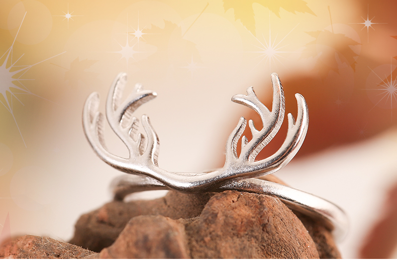 Sen thiết kế ban đầu S925 sterling bạc trang sức thời trang đơn giản mở vòng antler nhẫn nữ điều chỉnh vòng đuôi nhẫn bạc nữ