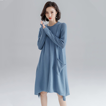 Winter Joker Irregular worsted cashmere women loose size casual sweater skirt ruffles skinny thick base shirt