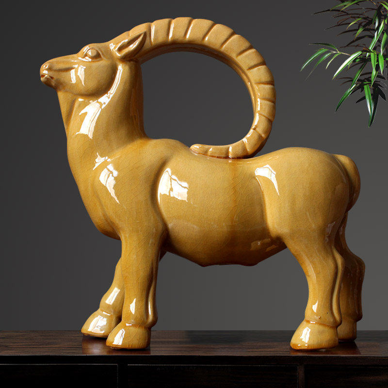 Tang San Color Tibetan Antelope Yellow Ceramic Recruitment Articles Articles Swing Porcelain Sheep Fashion Household Gift