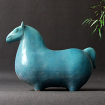 Ceramic Horse Pendulum Replica Antique Make Old Abstract Horse Short Leg Horse Home Adornment TV Cabinet Furnishing Art Collection