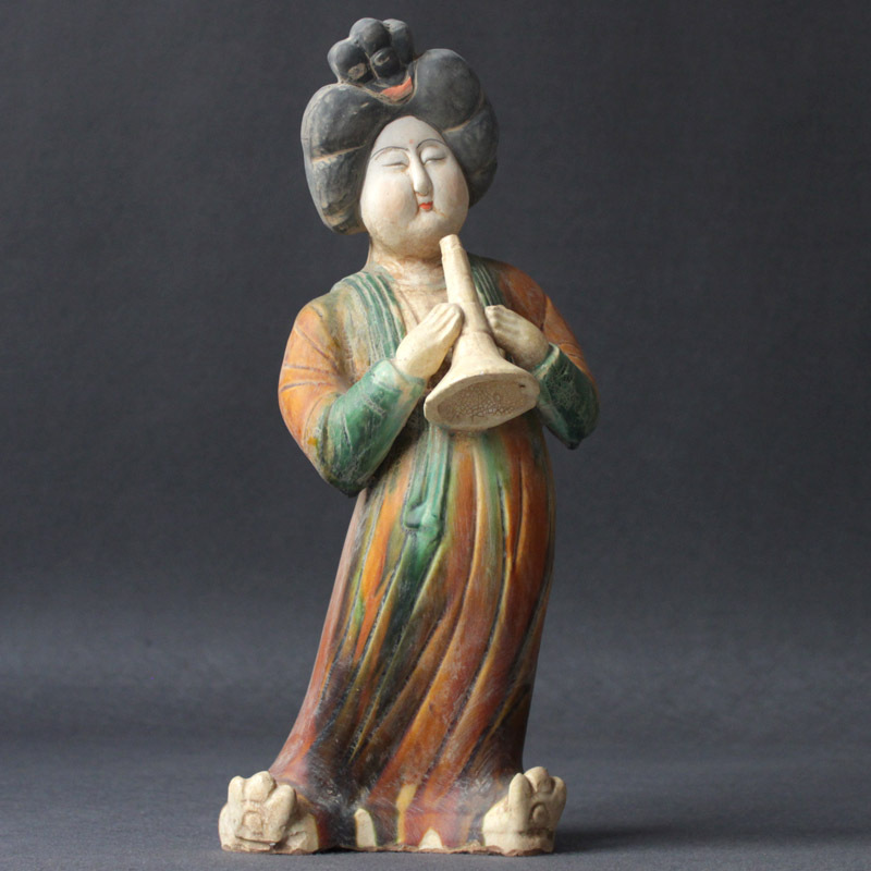Tang Dynasty Three-Color Ceramic Vintage Chubby Girl Antique Collectible Tv Cabinet Entrance Bookshelf Ornament Chinese Handmade Gift