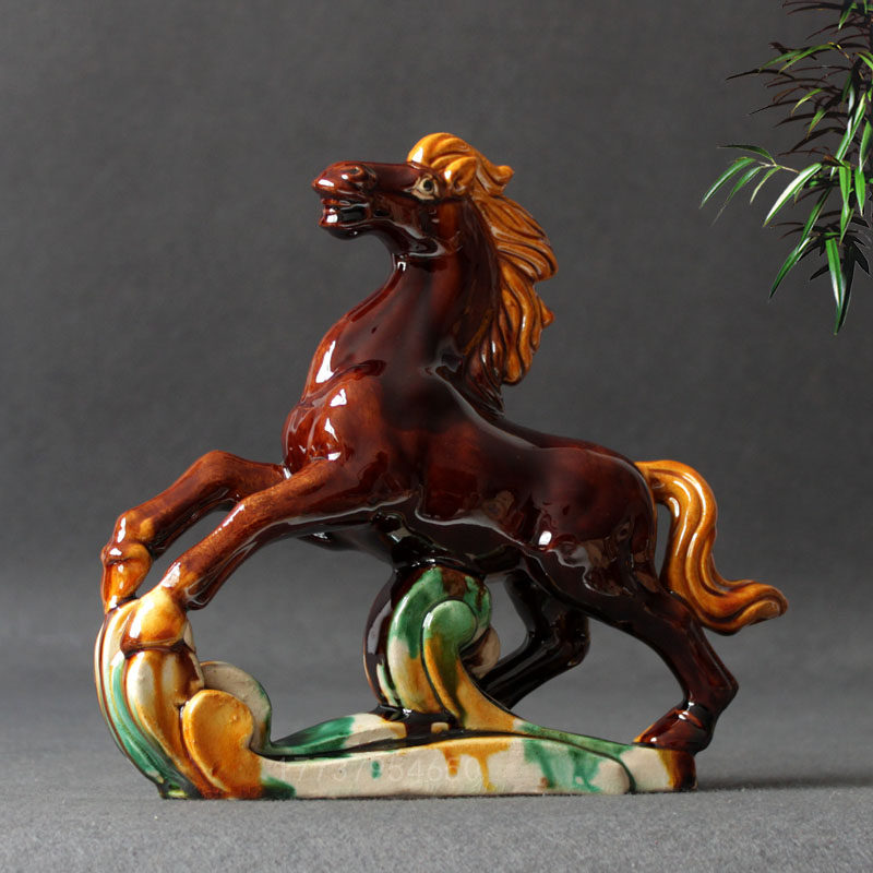 Ceramic horse swing parts Tang three color craftsHome Bo Ancient frame creative decoration products Zhongma gift from Shaoma