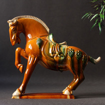 Ceramic Horse Pendulum in Tang Third Colorful Backseat Battle Horse Home Hotel Living Room Genguan Decoration Handicraft Mwind Raw Water