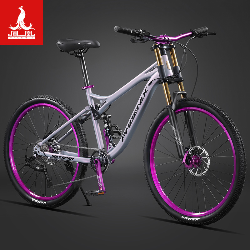 Phoenix Genuine Soft-Tail Dual Shock Absorption Downhill Mountain Bike Blueprint Variable Speed Off-Road Mountain Bike Unisex Bicycle