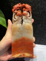 Laos stone crystal fine seal dragon and phoenix Chengxiang fine texture seal carving Shoushan stone