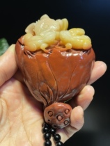 Hibiscus oil moisturizing Laos stone Shoushan stone carving Lotus pond moonlight quacks money