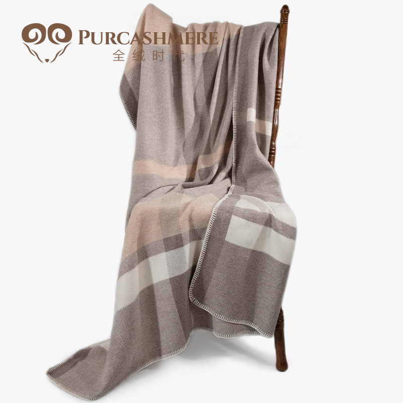 Pure Cashmere Custom-Made Double-Sided Striped Pure Wool Blanket Sofa Throw 2026 New Office Blanket