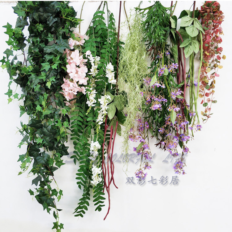 High-quality high-grade simulation wall-mounted green plant creeper wisteria flower wall-mounted green leaf simulation hanging orchid flower