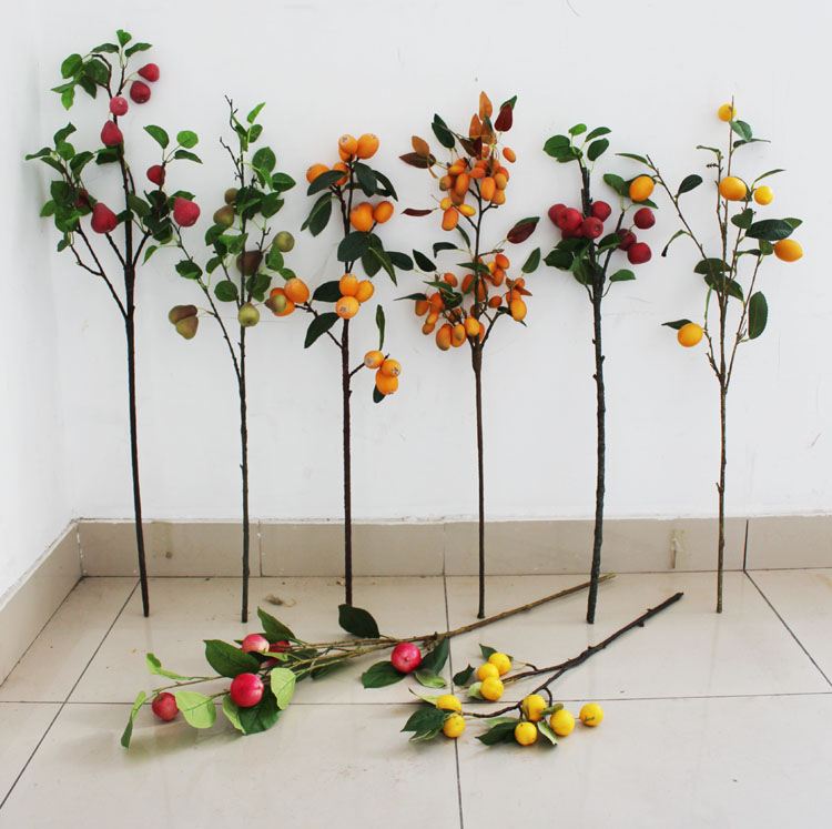 Imitation fruit branches fruit twigs vase decorated with flower and fruit branches Apple mango lemon pipa twigs
