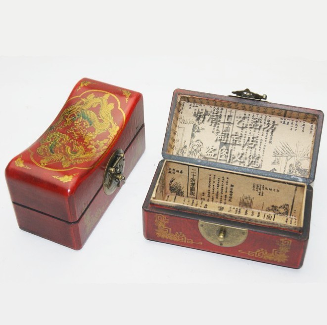 Imitation antique wood case imitation ancient leather case imitation ancient first decorated box Steady Private Containing Box Interior Painting Crafts Gift Hem small pillow case containing box