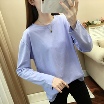 Fatten extra cotton long sleeve T-shirt women Spring and Autumn loose size womens fat mm wear solid color coat base shirt