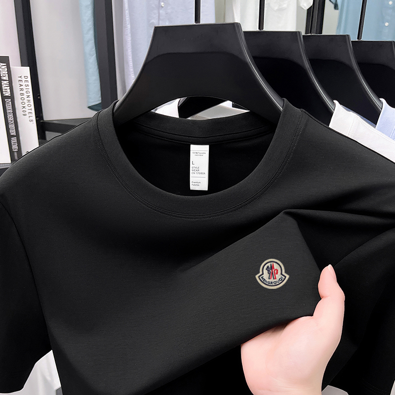 Mengkouqi Men's Short-Sleeved T-Shirt, Summer Round Neck, Loose, Versatile, Casual Cotton, High-End Fashion Trend, Breathable Top