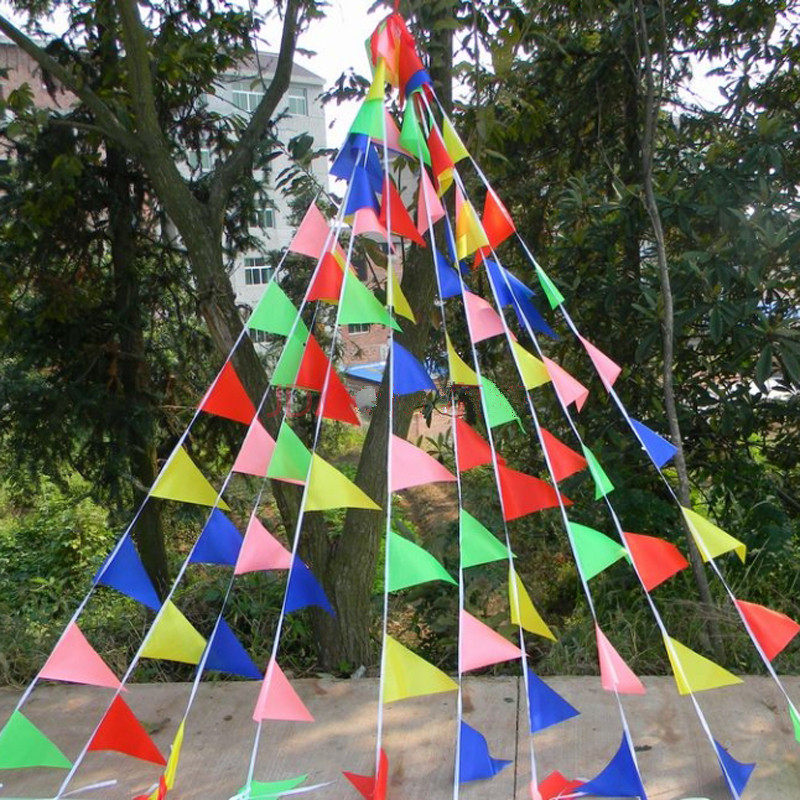 Wedding room decoration bunting pennant string decoration wedding opening layout construction site warning outdoor flag