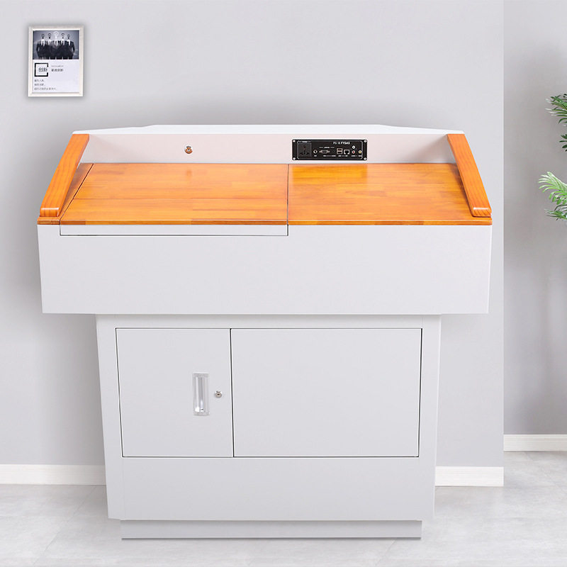 Multi-functional electric classroom podium Integrated training course multimedia teaching Steel frame wood-faced wooden platform school park