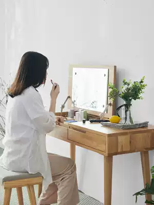 Nordic solid wood dressing table bedroom simple multifunctional small apartment Japanese makeup table flip Net red makeup table
