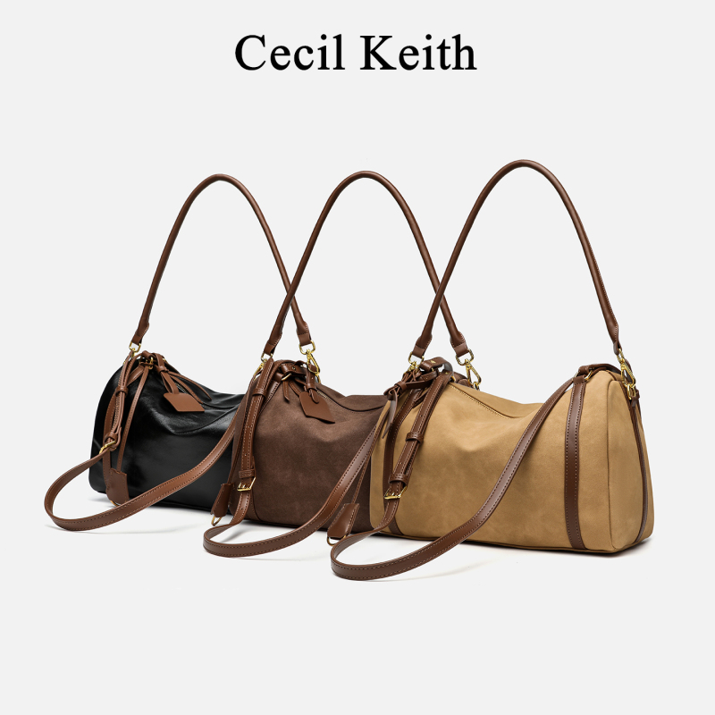 Cecilkeith Retro Fashion Motorcycle Bag 2026 Single Shoulder Crossbody Handbag Women's Casual Boston Pillow Bag