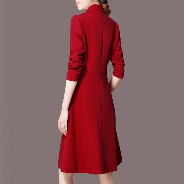 Dust House Jacket Dress ຜູ້ຍິງ 2024 Spring New Intellectual Slim Red Mid-Length Suit Jacket A131