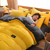 Autumn and winter bedding Coral velvet four-piece thickened warm Falavia quilt cover crystal velvet bed skirt Flannel double-sided Velvet