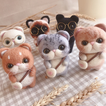 Circle wood wool felt poke music material bag Kitten Cat Meow Cat DIY handmade gift Hand made cute