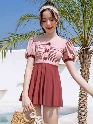 儿童泳衣女孩大童连体裙式公主女童宝宝可爱分体中大童学生游泳衣