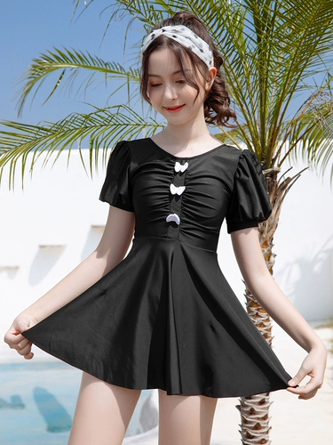 儿童泳衣女孩大童连体裙式公主女童宝宝可爱分体中大童学生游泳衣