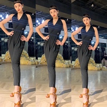 SOFTCHEN JIA Latin dance new one-piece Latin pants womens neck halter loose slim with chest pad R45