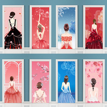 Bedroom window girl sticker with whole self-adhesive decoration cover ugly glass wardrobe door room mirror door sticker anti-walk light