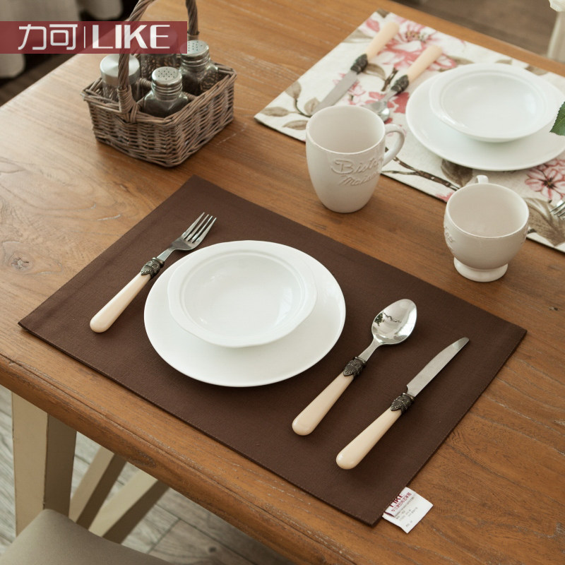 Original Brand Fabric Dining Mat Meal Western Dining Heat Insulation Table Mat Tea Table Mat Nordic Brief Pure Color Coffee American European Style
