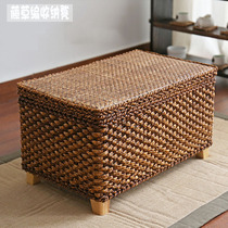  Pastoral rattan straw storage stool storage stool shoe stool footrest sofa square stool can sit on people to organize the storage box