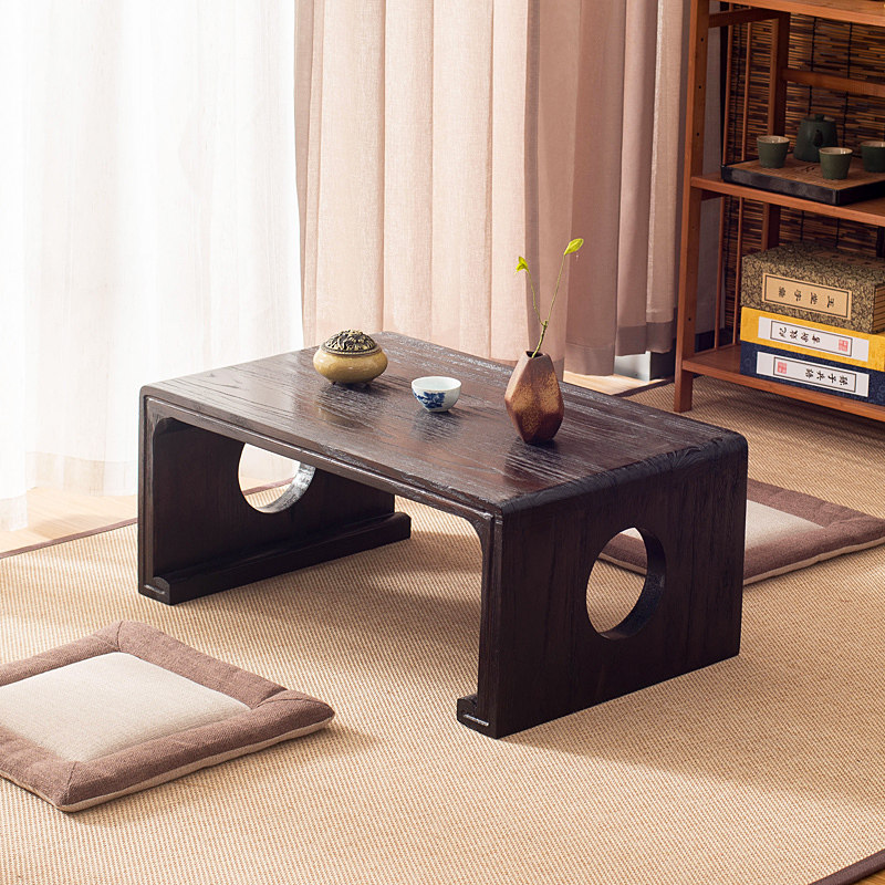 Japanese-style solid wood tatami coffee table low table low piano table simple kang table floor low tea table meditation Chinese study table