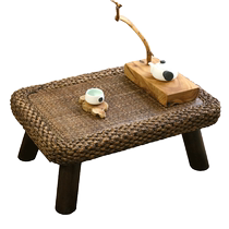 Rattan bay window table small coffee table tatami simple modern household Japanese-style low table rectangular small kang table solid wood